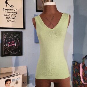 Colorush Cashmere Blend Marcel V Tank Top in Sage